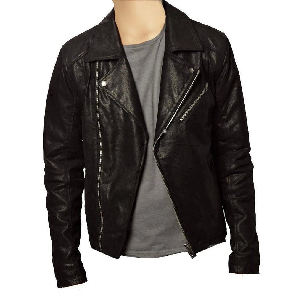 Handmade Plain Black Biker Style Jacket