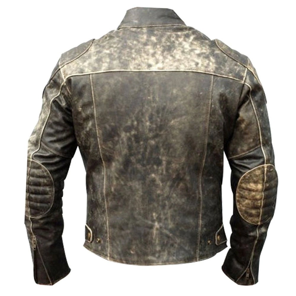 Handmade Theon's Distressed Leather Jacket With Shoulder Patch