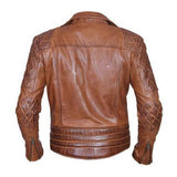 Handmade Distressed Cognac Biker Leather Jacket