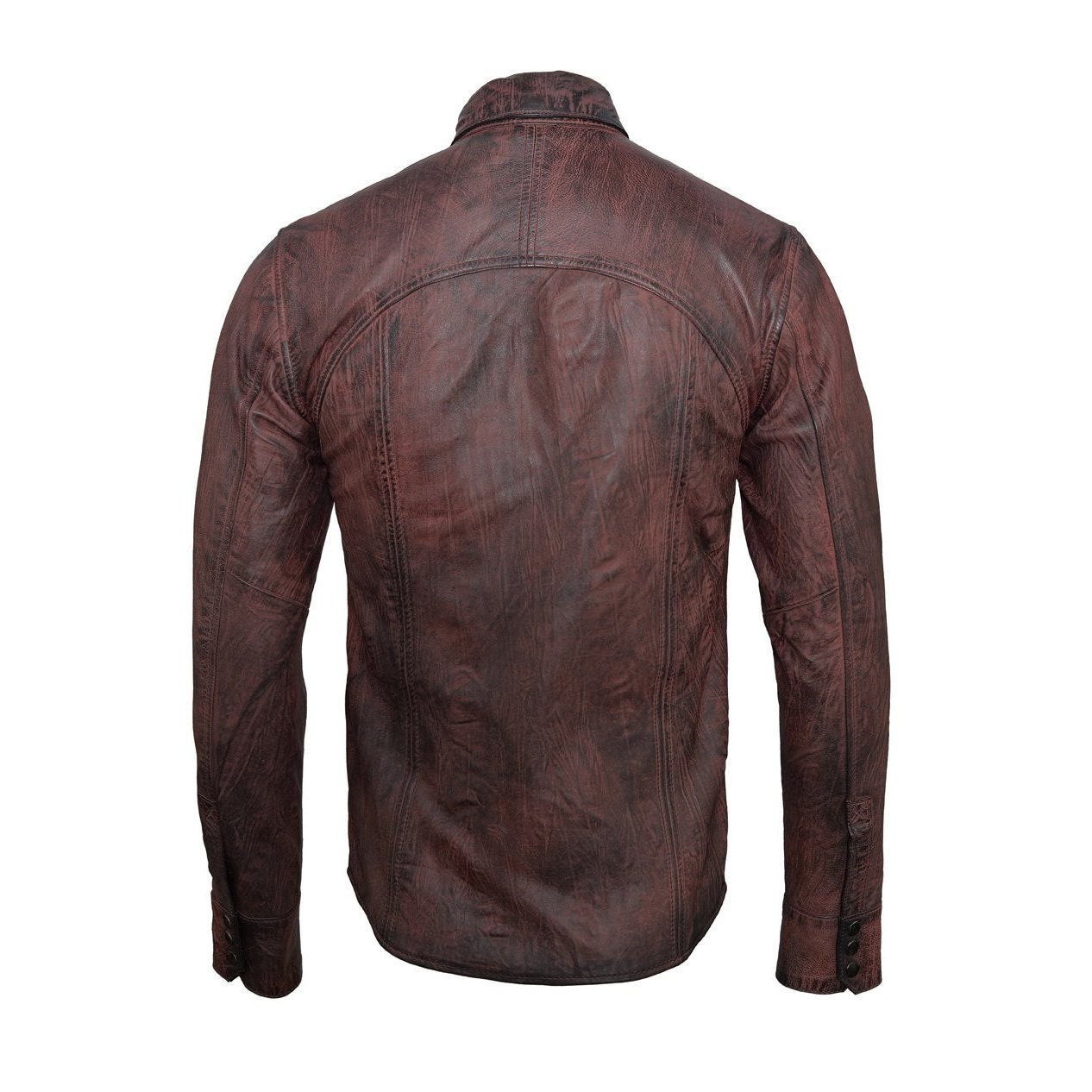 Handmade  Distressed Brown Leather Shirt