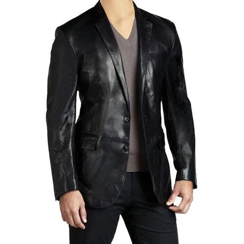 Handmade  Black Leather Blazer