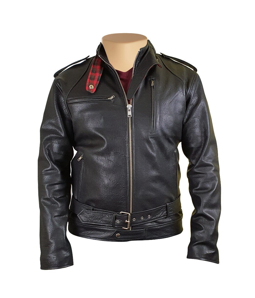 Dalton Ranch Jacket Handmade Dalton Bubble Textured Moto Leather Jacket With Collar Belt