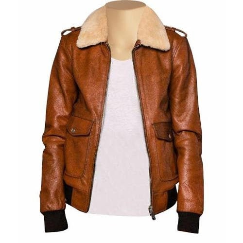 Handmade  Dominic's Bomber Style Leather Jacket With Fur Collar