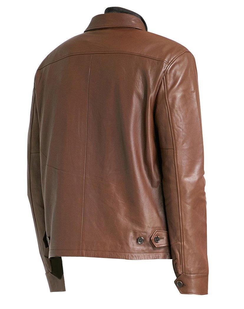 Handmade Pierre Brown Leather Jacket