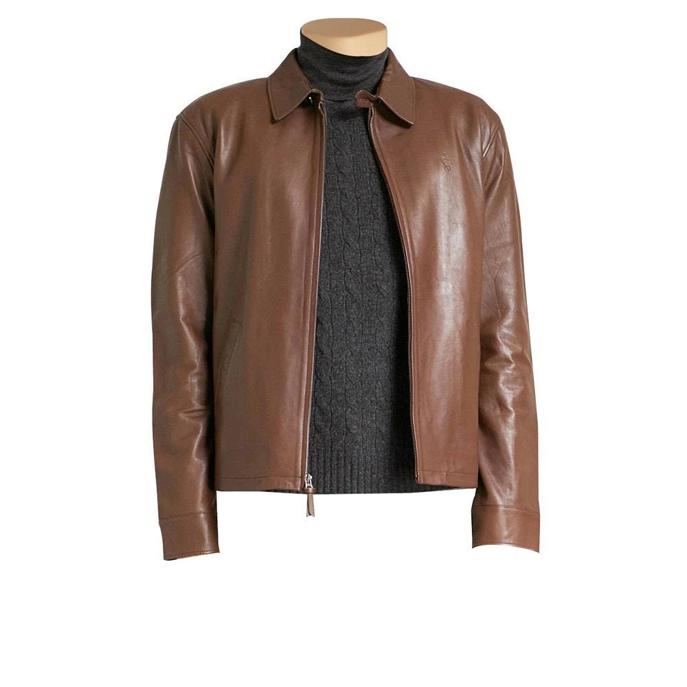 Handmade Pierre Brown Leather Jacket