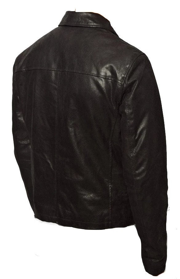 Handmade Plain Black Biker Style Jacket