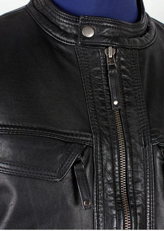 Handmade Men's Bonito Black Leather Jacket