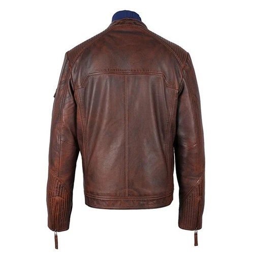 Handmade Men's Allen Cognac Leather Jacket