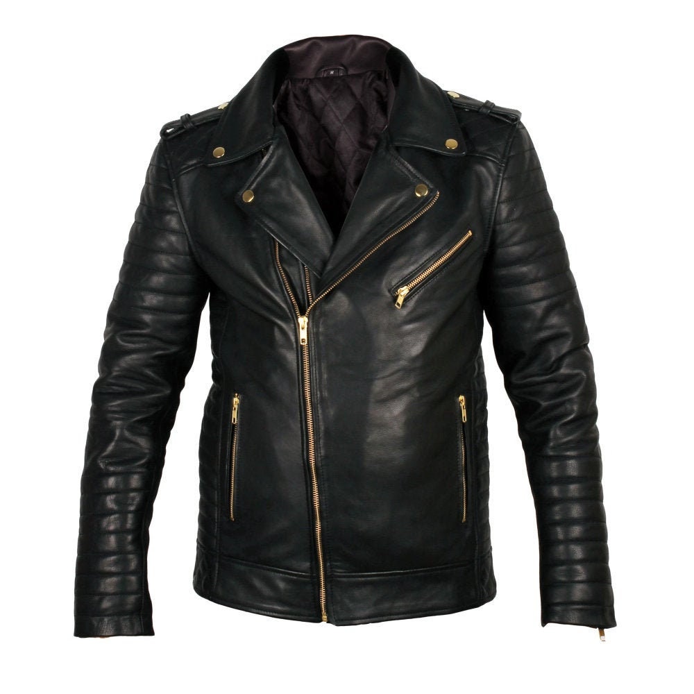 Handmade Quilted Biker Leather Jacket