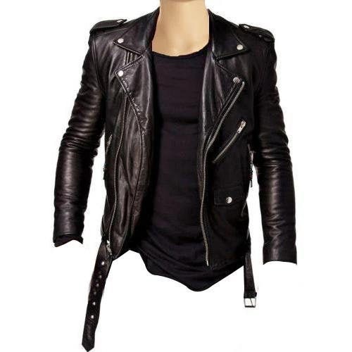 Handmade Slim Fit Biker Style Jacket With Belt