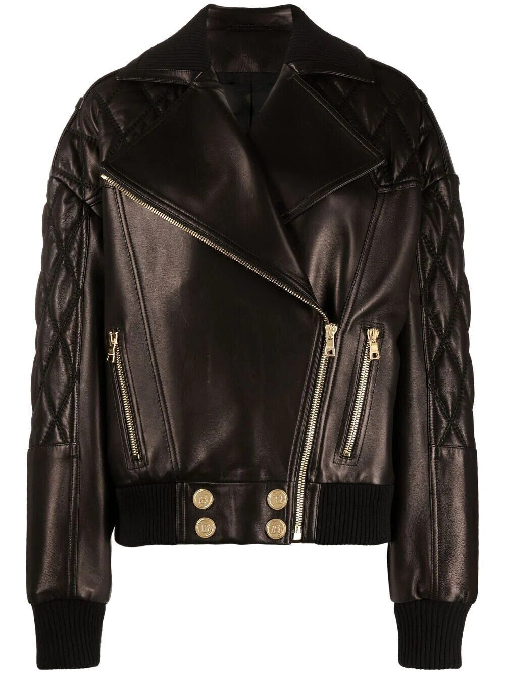 Handmade Notched-Lapel Leather Jacket