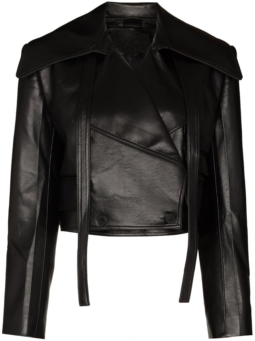 Handmade  Cropped Faux-Leather Jacket