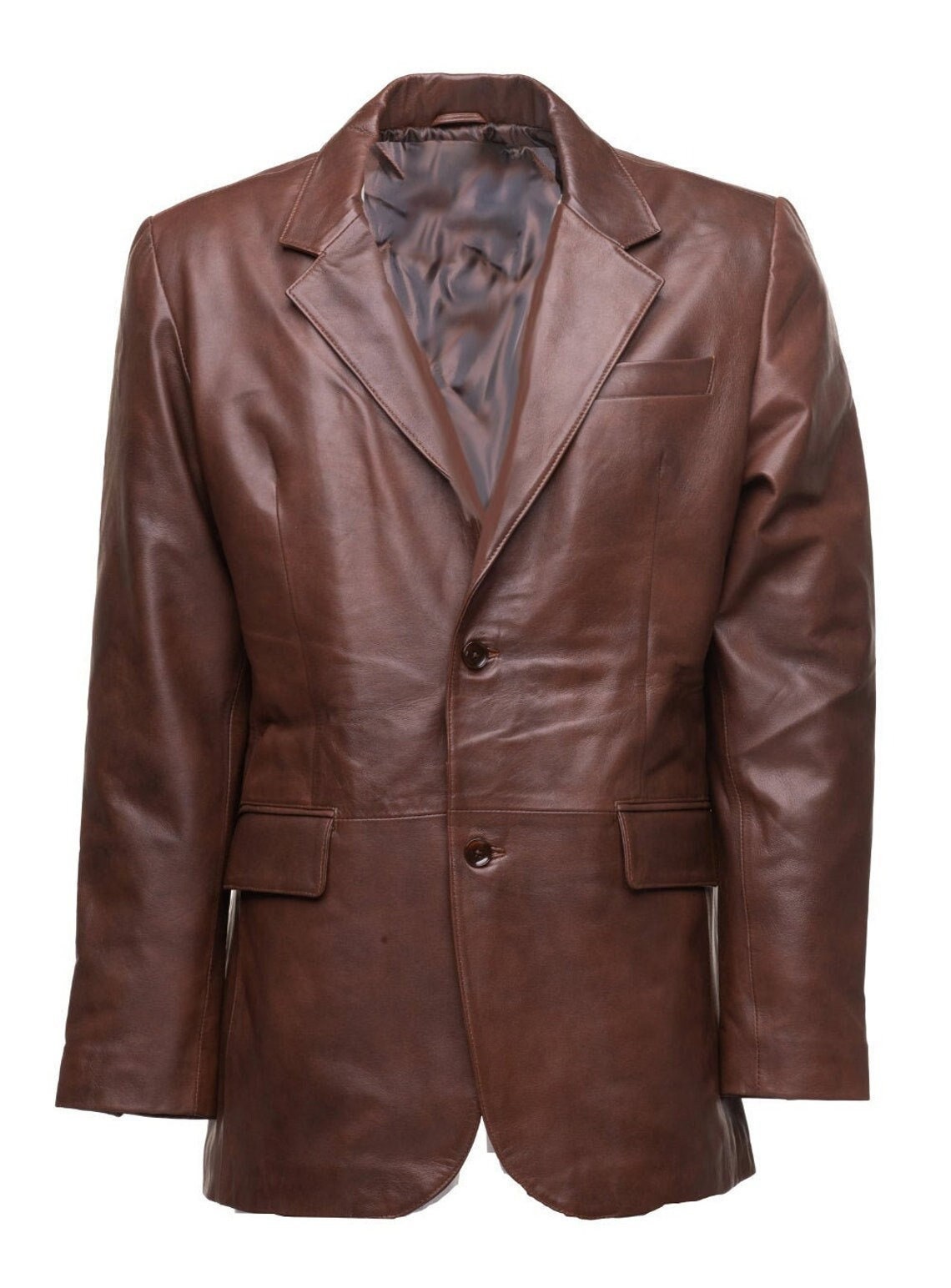 Handmade Two-tone Brown Leather Blazer