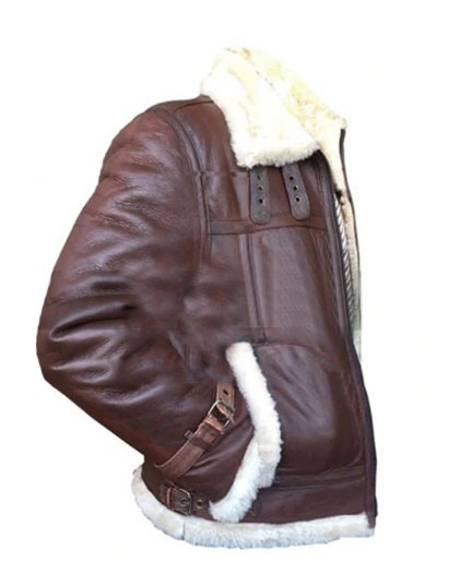 Handmade  B3 RAF Fur Shearling Aviator Flying Pilot Bomber Brown Sheepskin Leather Jacket