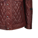 Ox and Bulls Diamond Quilted Brown Leather Jacket