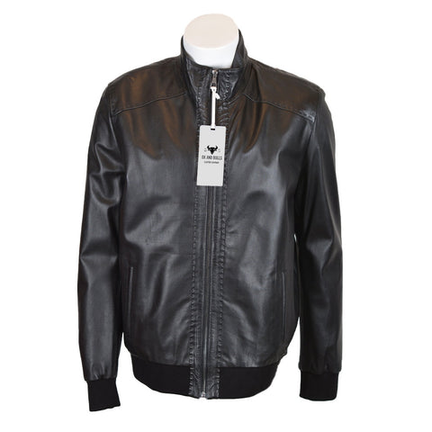 Ox and Bulls Black Classic Biker Leather Jacket Genuine Leather.
